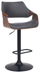 Benzara BM270039 Adjustable Barstool With Faux Leather, Black and Gray
