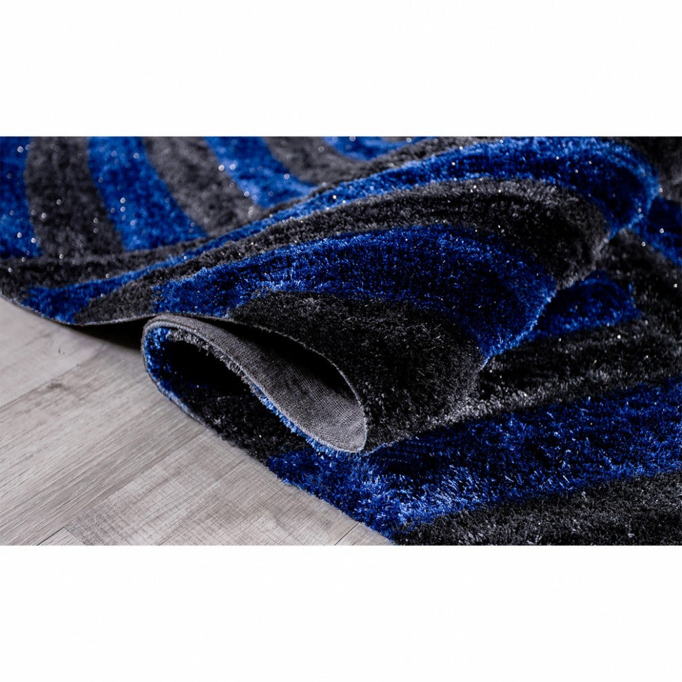 8 x 10 Blue and Gray Geometric Illusion Area Rug