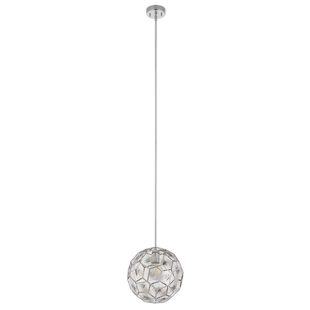 Skoura 1-Light Pendant, Chrome Finish, Geometric Shaped Chrome Shade