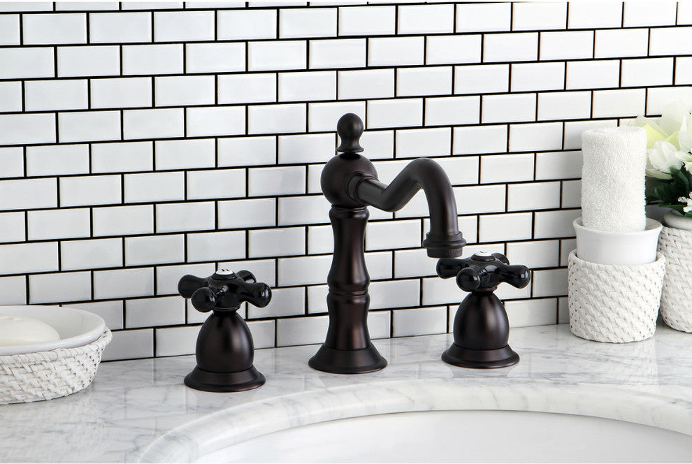Kingston Brass Widespread Bathroom Faucet With Brass Pop-Up, Oil Rubbed Bronze