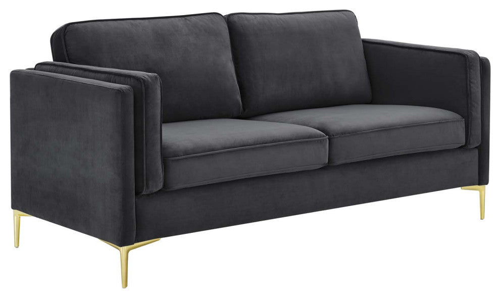 Kaiya Performance Velvet Sofa-Charcoal