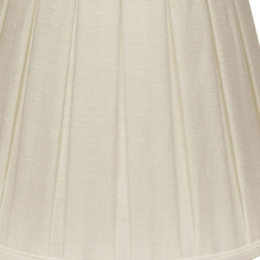 18" White Slanted Linen Lampshade with Box Pleat