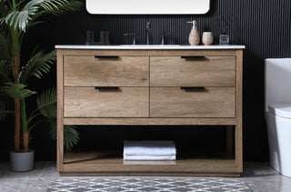 Louie 48" SIngle Bathroom Vanity, Natural Oak