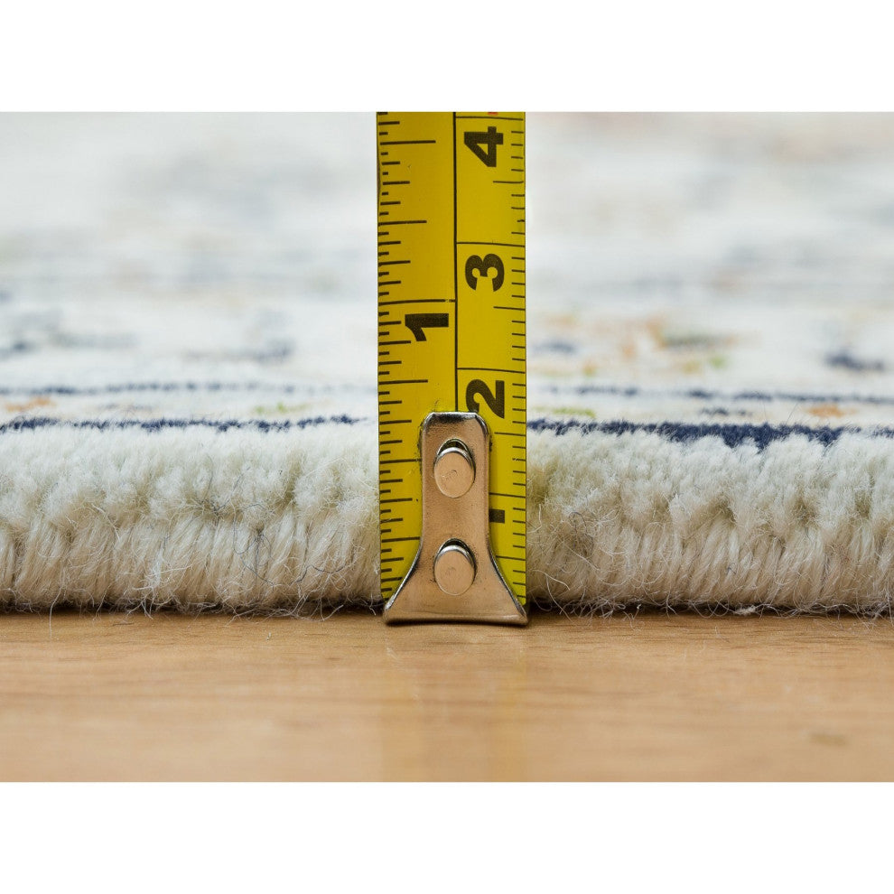 White, Hand Knotted, Nain Design, 250 KPSI 100% Wool XL Runner Rug, 2'6"x22'9"
