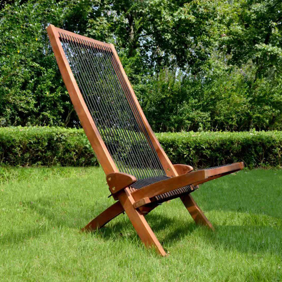 Outdoor Patio Folding Roping Wood Chair