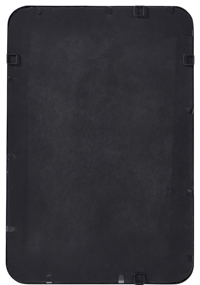 Minimalist Rustic Black Metal Wall Mirror, 30" Thin Frame Curved Edge Vanity