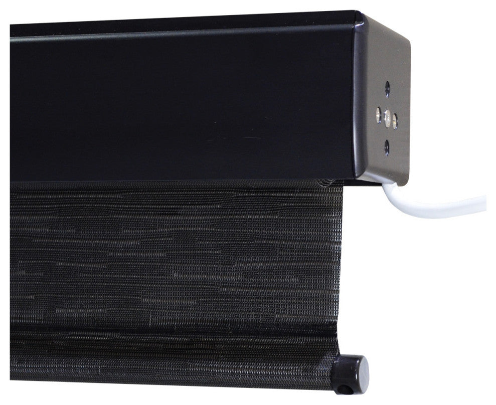 Outdoor Valanced Remote Control Operated Sunshade, Pearl Fabric, Obsidian, 72x96