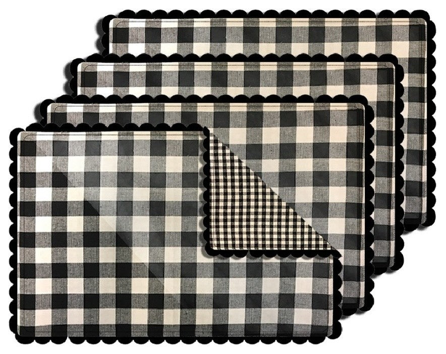 Buffalo Checkered Reversible Placemat, Set of 4, Black