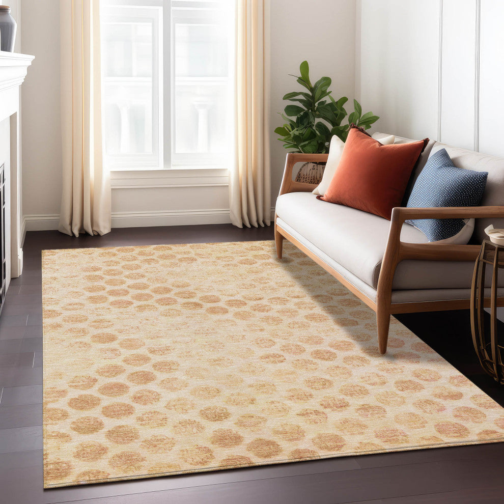 Machine Washable Indoor/Outdoor Chantille ACN1642 Peach 5' x 7'6" Rug
