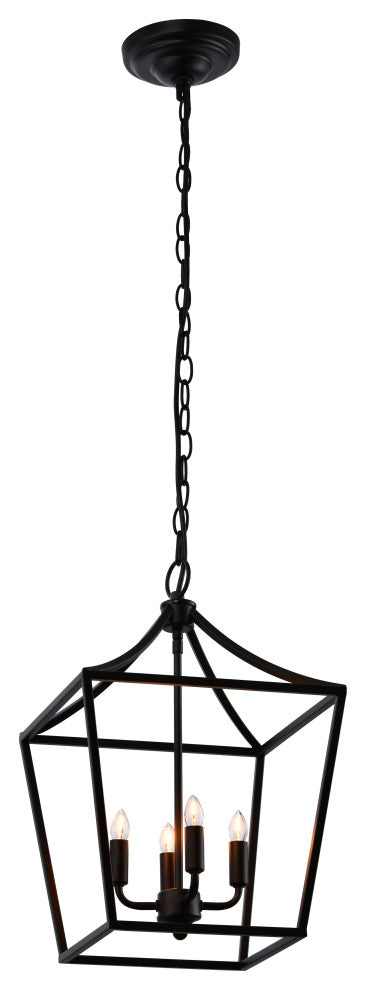 Lazzur Iton 4 Light 12" Matte Black Pendant