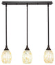 3-Light Mini Pendant, Dark Granite, 5" Ivory Glaze Seashell Glass