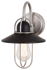 Galena 1-Light Vanity, Matte Black and Satin Nickel