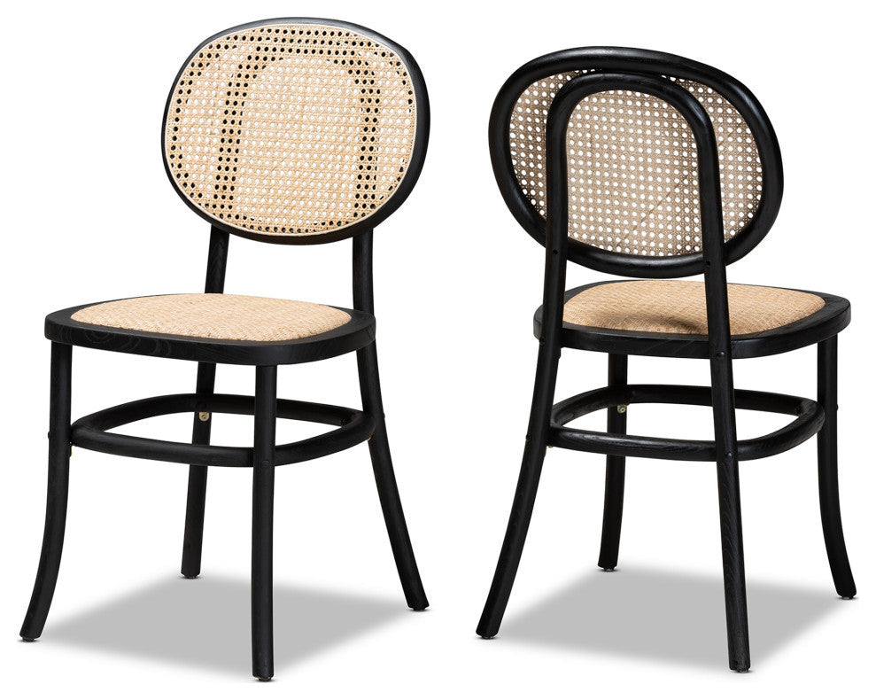 Marcella Mid-Century 2-Piece Dining Chairs, Black