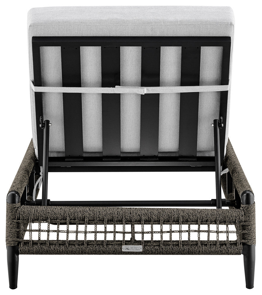Alegria Outdoor Adjustable Chaise Lounge Chair in Aluminum with Gray Rope