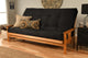 Caleb Frame Queen Futon With Butternut Finish, Suede Black