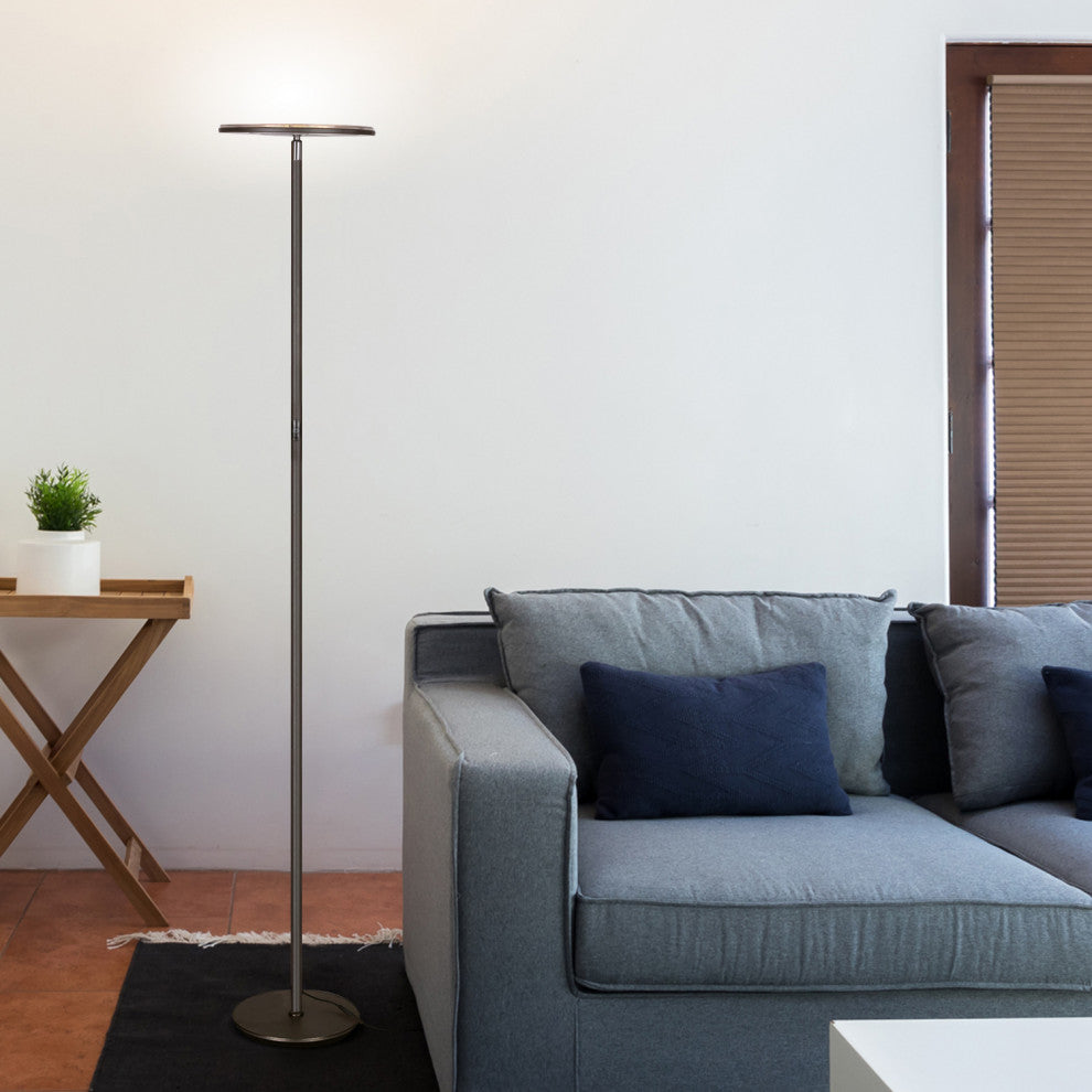 Brightech Sky Flux LED Torchiere Floor Lamp, Dark Bronze