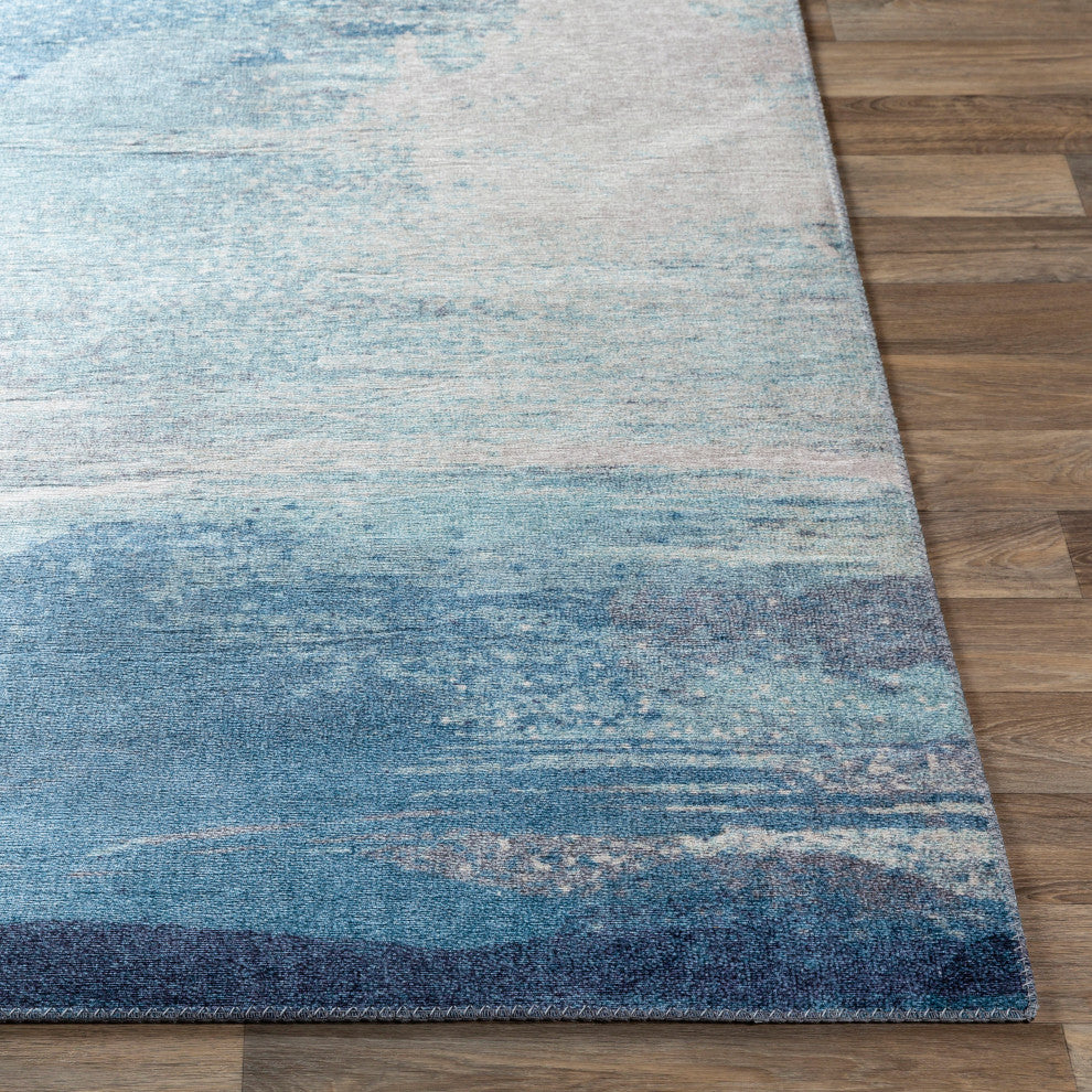 Surya Olivia OLV-2300 9'x12' Rug, Aqua/Bright Blue/Charcoal/Cream