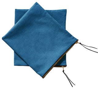 Suede Pillow Shell with Big Zipper, Blue Wing Tea, 14x26"