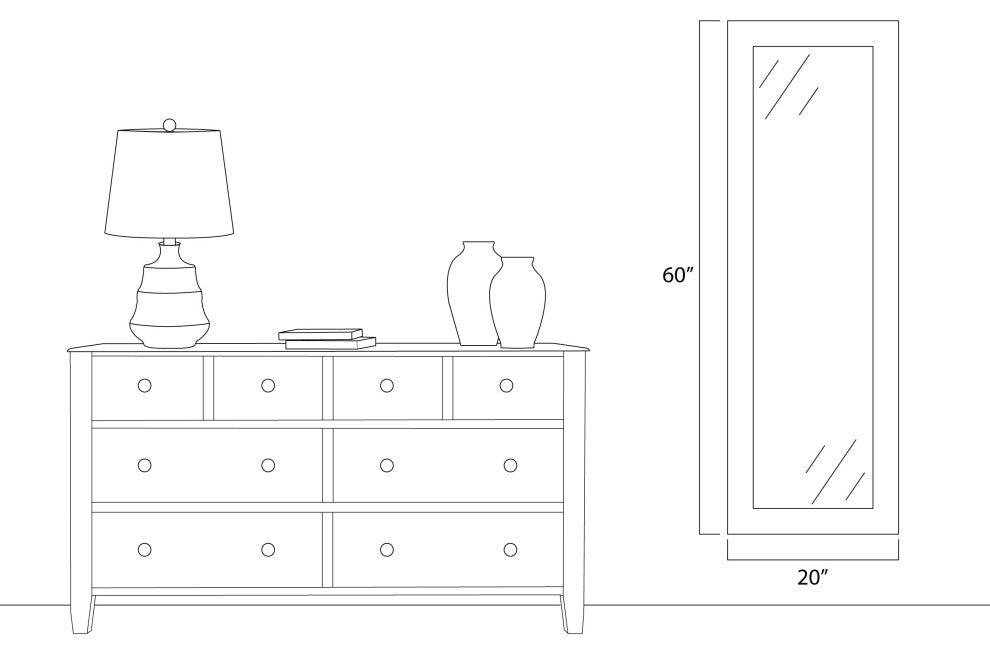 Pendleton Framed Wall Mirror, Grey Oak, 20" X 60"