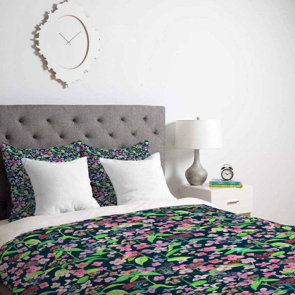 Deny Designs Rachelle Roberts Hydrangea Flower Print Duvet Cover - Lightweight