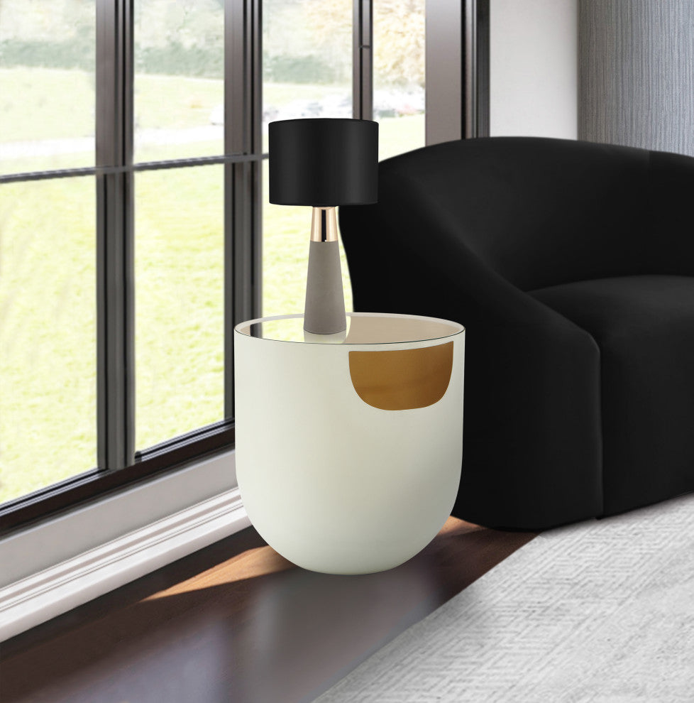 Doma End Table, Cream / Brushed Gold