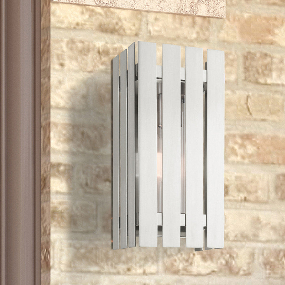 Livex Lighting Greenwich 1 Light Brushed Nickel Medium Outdoor Wall Lantern