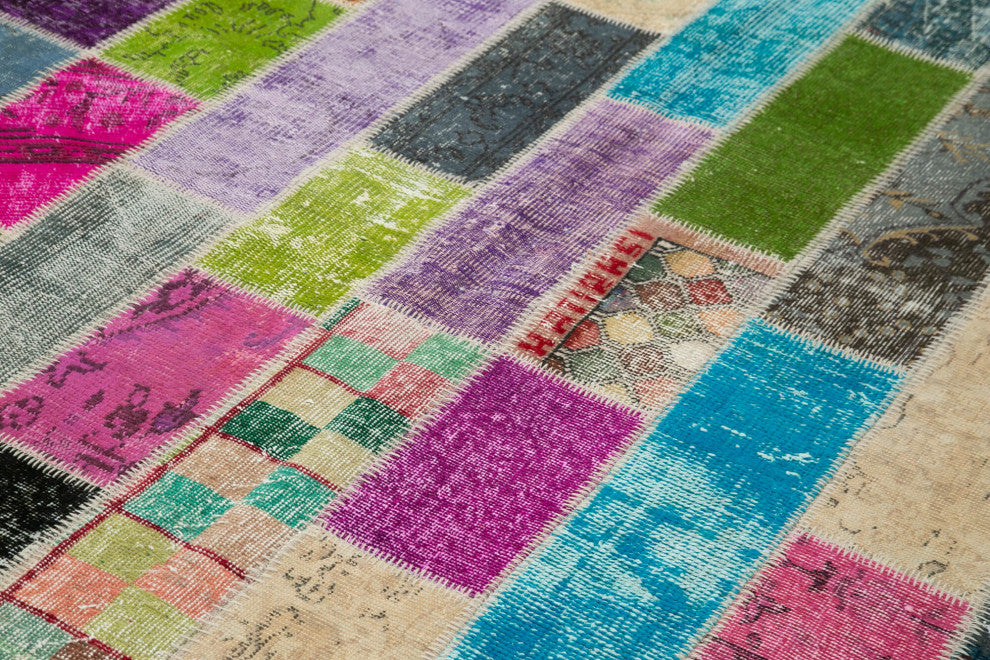 Rug N Carpet - Handmade Anatolian 6' 7" x 9' 11" Contemporary Patchwork Area Rug