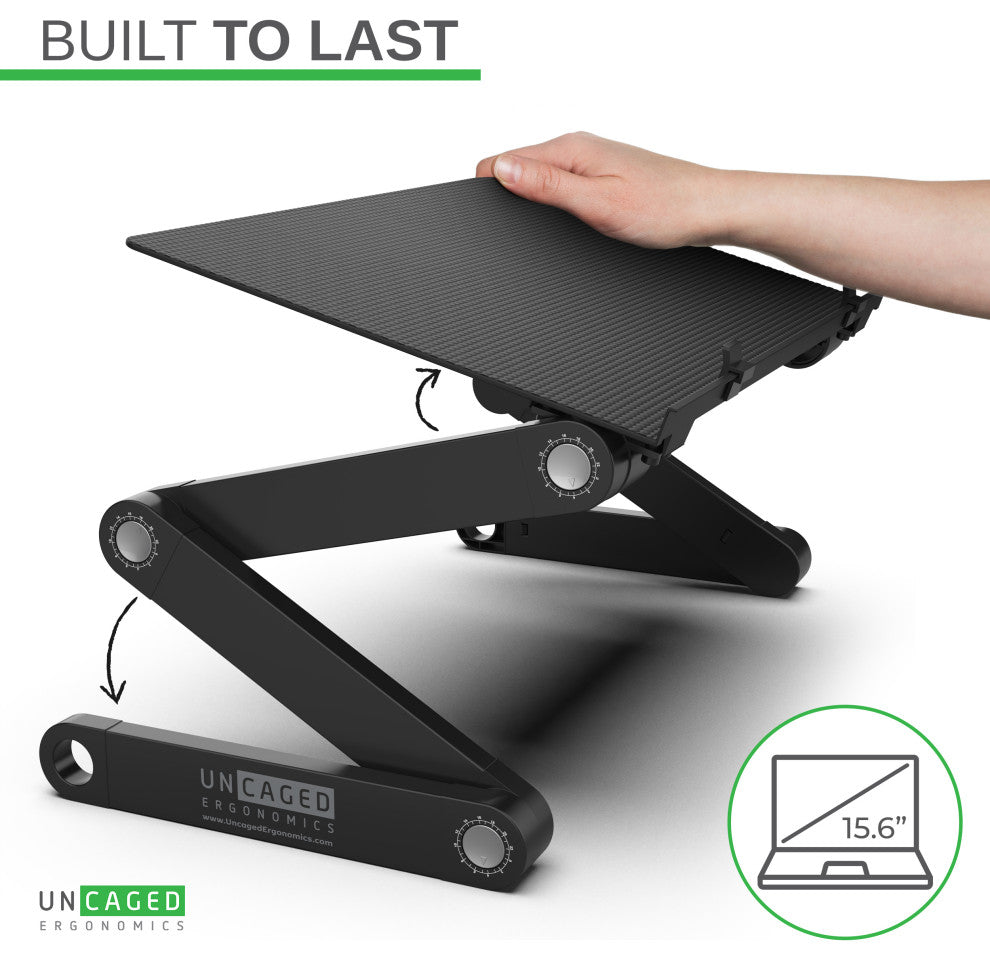 Workez Professional Ergonomic Aluminum Laptop Cooling Stand, Black