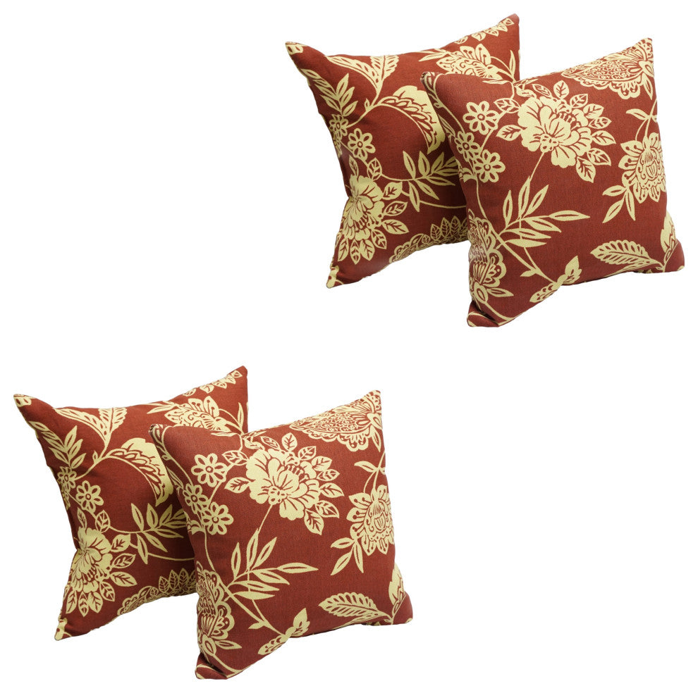 17" Square Polyester Outdoor Throw Pillows, Set of 4, Fairmont Sangria