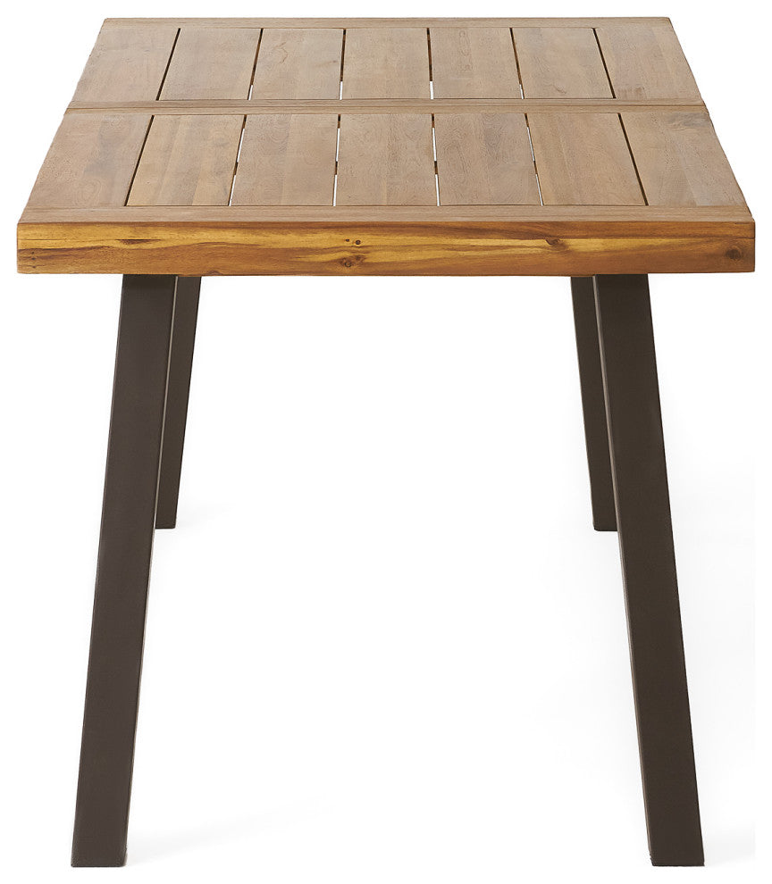 Daria Natural Stained Acacia Wood Dining Table, Natural Stained