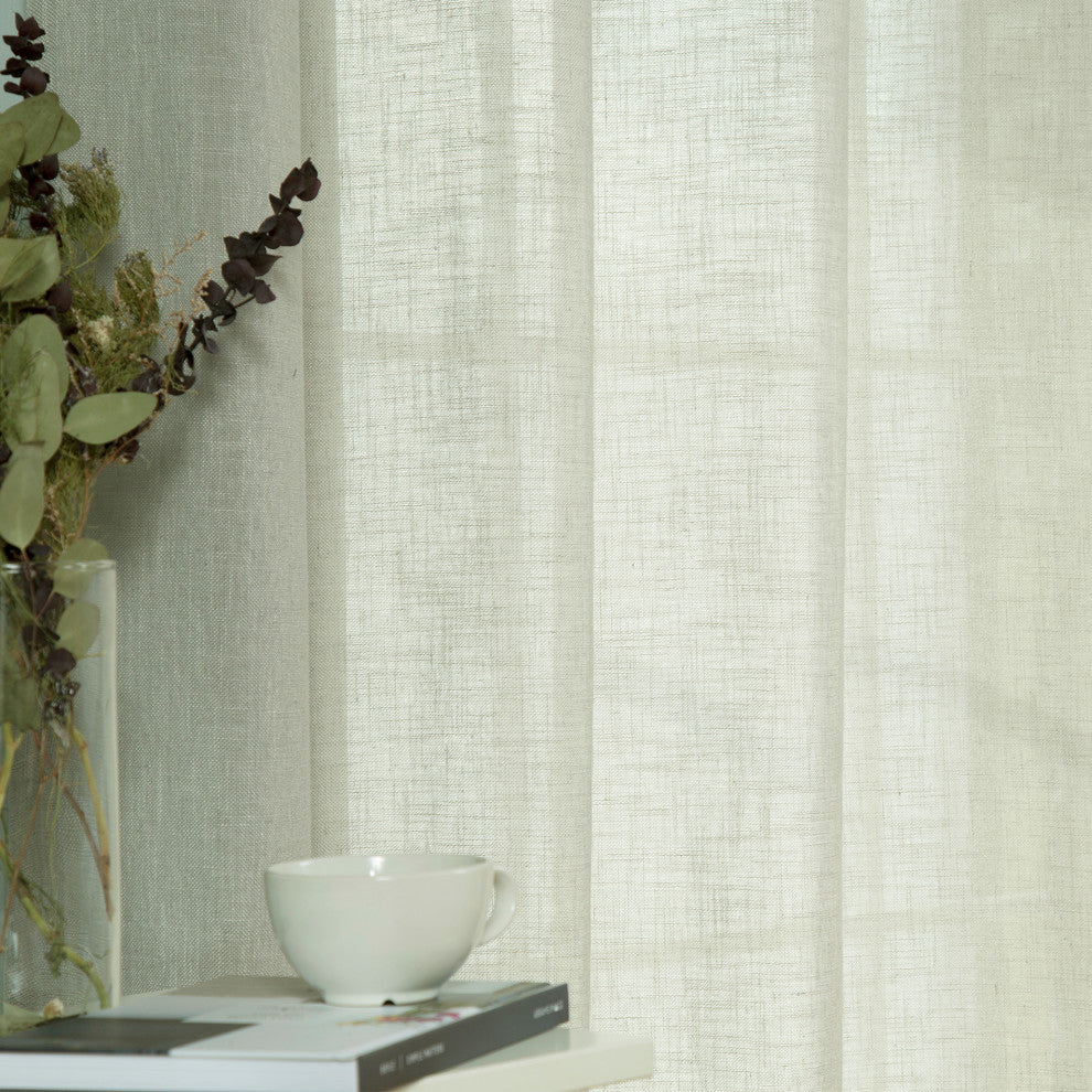 Faux Linen Blend Curtain Panel, Set of 2, Gray, 52"w X 84"l