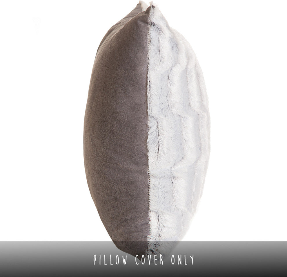 Faux Fur Throw Pillow 18"X18" (Cover Only), Modern Grey Plush Rabbit