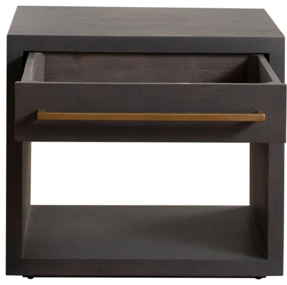 Encore Solid Mango Wood 1-Drawer End Table in Grey Oak Finish by Diamond Sofa