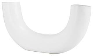 Ceramic 12"L Half Circle Vase, White
