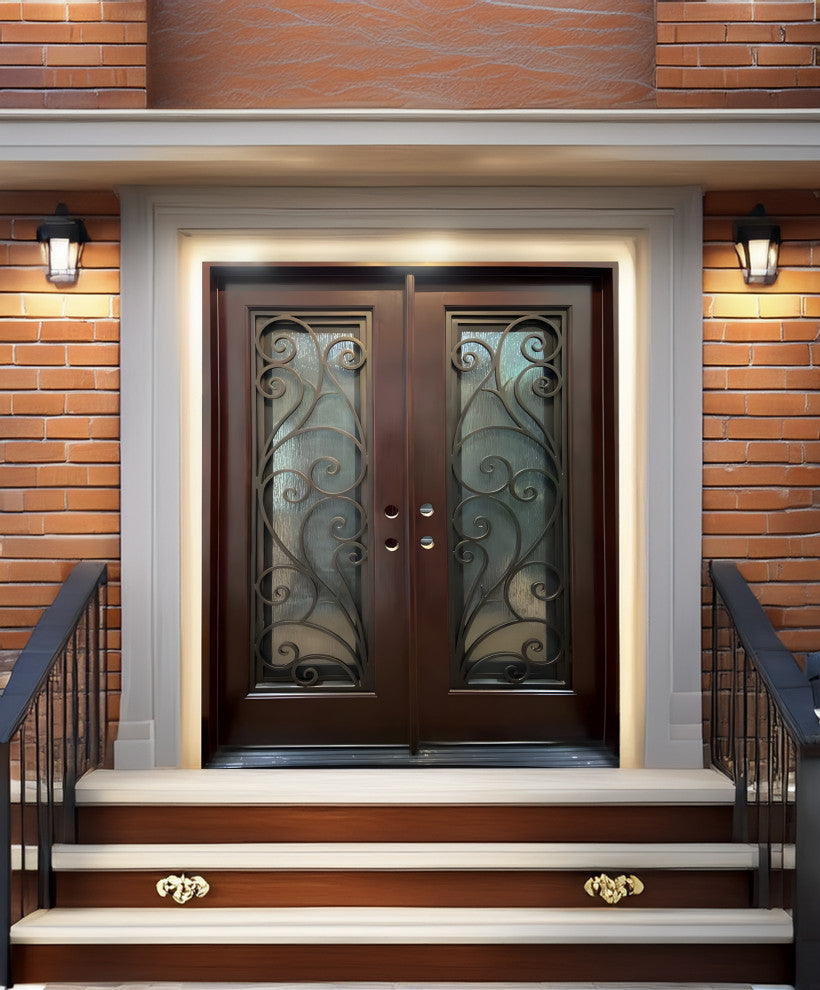 Exterior Front Entry Composite Double Door FRC08, 60"x80", Left Opening Inward