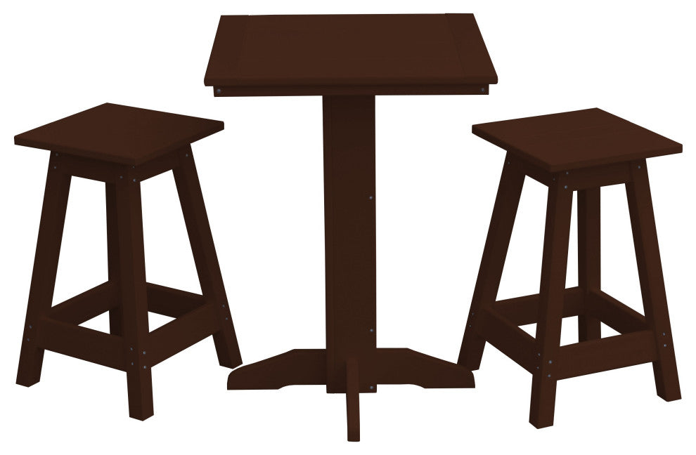 Poly Lumber Bistro Set, Tudor Brown, Square