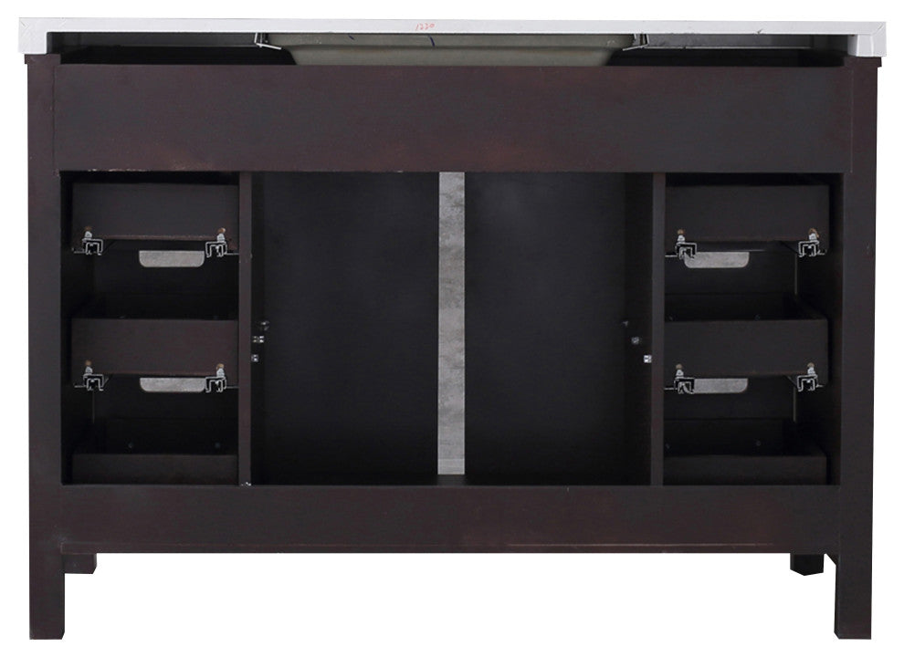 Marsyas 48" Brown Single Bathroom Vanity Cabinet Quartz Top Square Sink