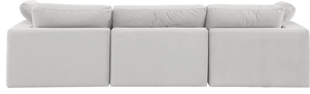 Comfy Upholstered Modular Sofa, Cream, 3-Piece: 1 Armless Chair, 2 Corner Chair, Velvet