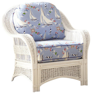 Regatta Arm Chair in White, Midnight Fabric