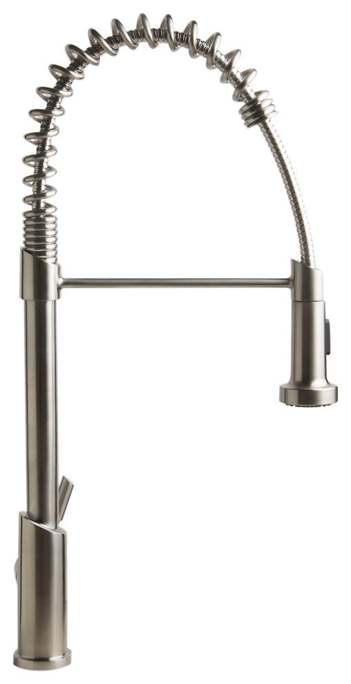 Solid Stainless Steel Spring Kitchen Faucet with Pull Down Shower Spray