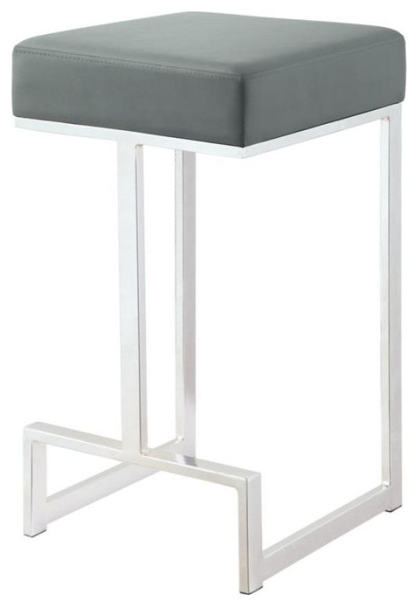 Faux Leather Counter Height Stool, Gray