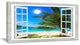 "Window Open To Beach With Palm" Seashore Wall Art, 1 Panel, 60"x28"