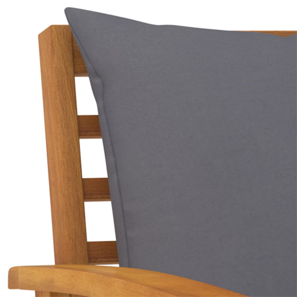 Vidaxl Garden Chairs 2-Piece Set With Dark Gray Cushion Solid Acacia Wood