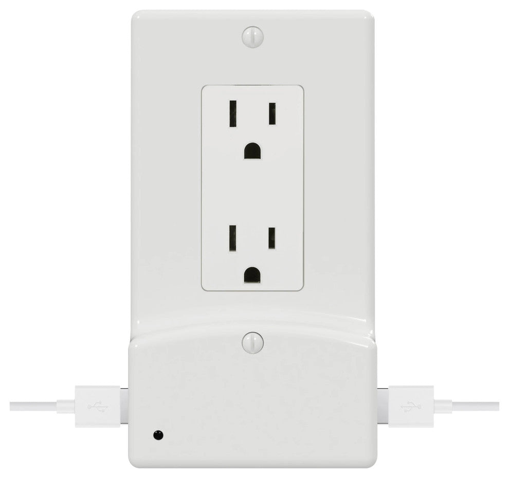 USB Nightlight Wallplate, LumiCover Classic DÃ©cor, White | LCR-UDDO-W