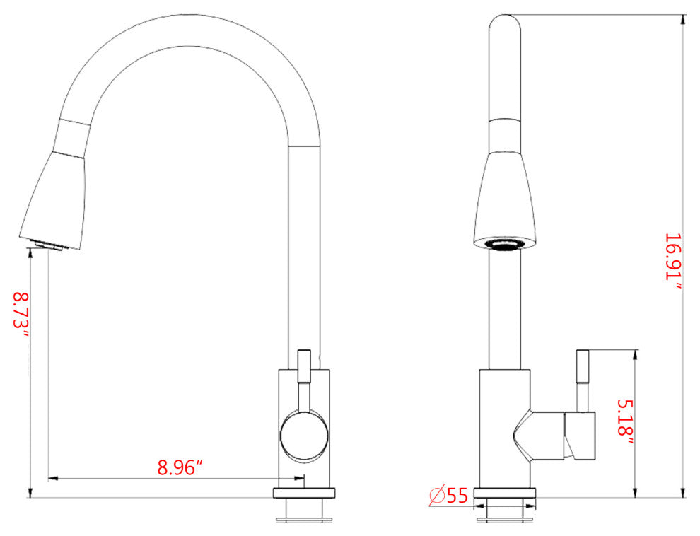 Pull Down Single Handle Kitchen Faucet, Brushed Gold
