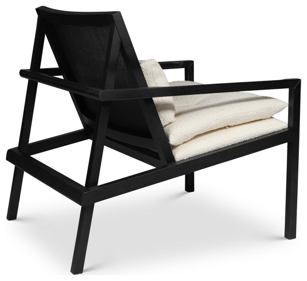 Modern Brazilian, Barra, Cane Lounge Chair, Black/Ivory