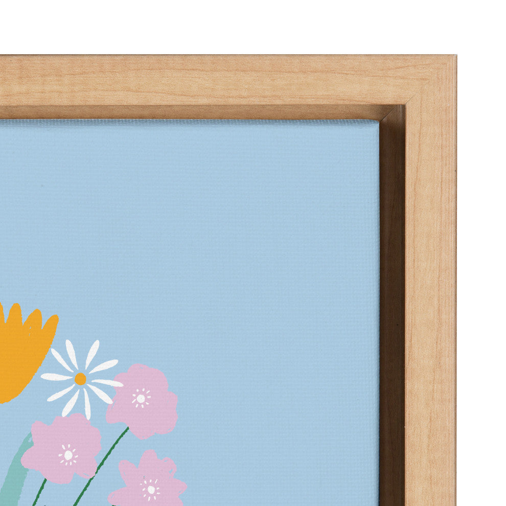 Sylvie Happy Flowers Framed Canvas by Duchess Plum, Natural 18x24