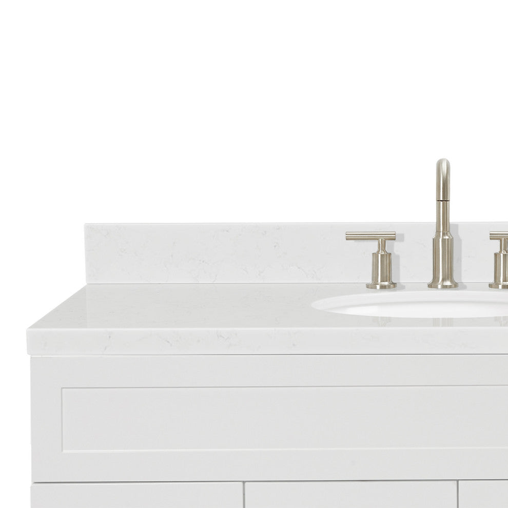 Ariel Hamlet 54" Single Oval Sink Bathroom Vanity, Carrara Quartz