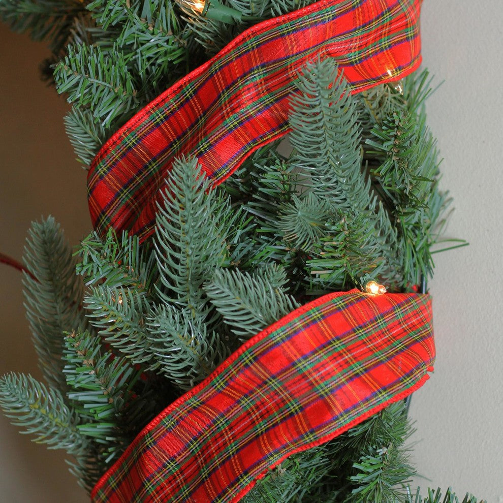 Red & Green Plaid Wired Christmas Craft Ribbon