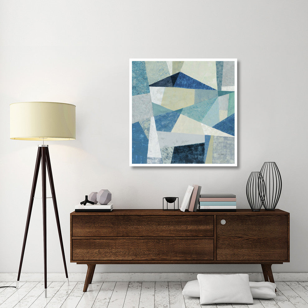 "Indigo Geo Metric Soft" Digital Paper Print by Silvia Vassileva, 42"x42"